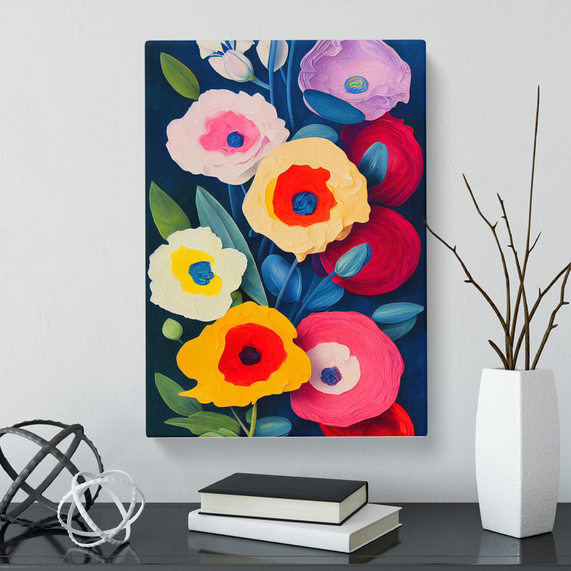 Sledmere Floral Palette Knife - Wrapped Canvas Print, 50cm H x 35cm W x 3cm D