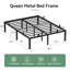 Structure de lit plateforme en métal noir 14 po avec support en lattes d'acier, aucun sommier requis