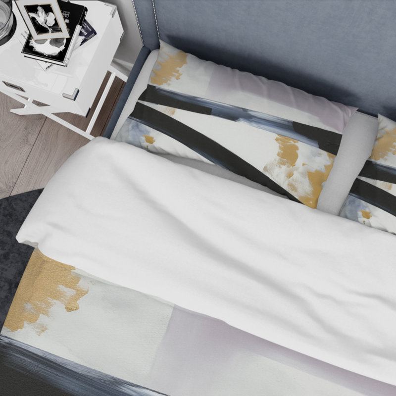Ensemble de housse de couette en microfibre / polyester Black Eruption Of Marble II Bedding
