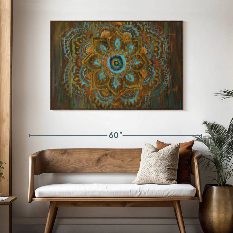 Bombay bohémien, 46 po x 31 po, Cadre flottant noyer