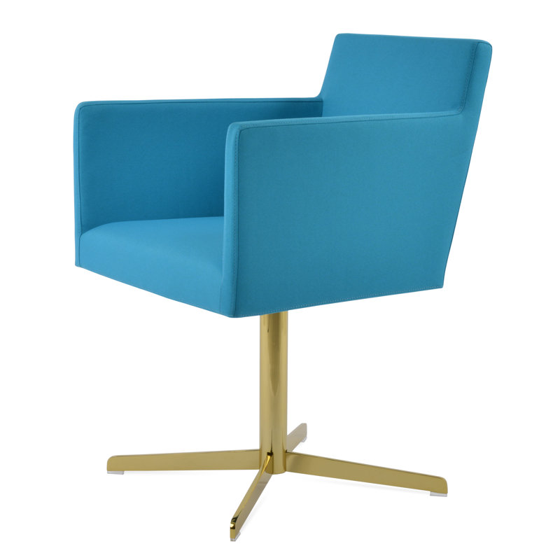 Chaise avec accoudoirs pivotants Harpoint 4 Star, Or, Similicuir noir
