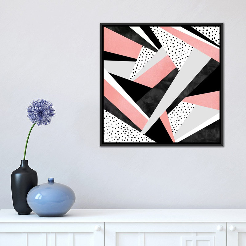 « happy fille », impression sur toile, H 18 po x l 18 po x P 1,5 po, Toile avec cadre noir, Pas de tapis