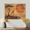 Girafe silencieuse dans un paysage africain III - Girafe, art mural sur bois de pin naturel