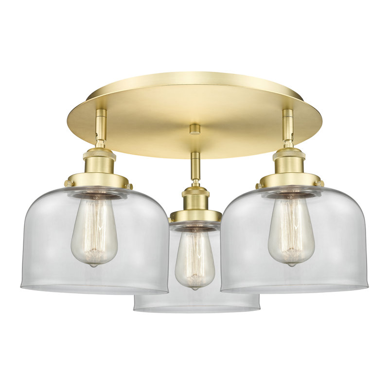 Bejtullah Glass Flush Mount, Clear, Satin Gold