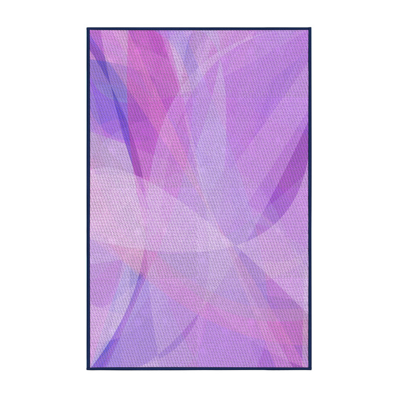 Tapis de la zone mauve en laine abstraite, Rectangle 5 pi x 7 pi