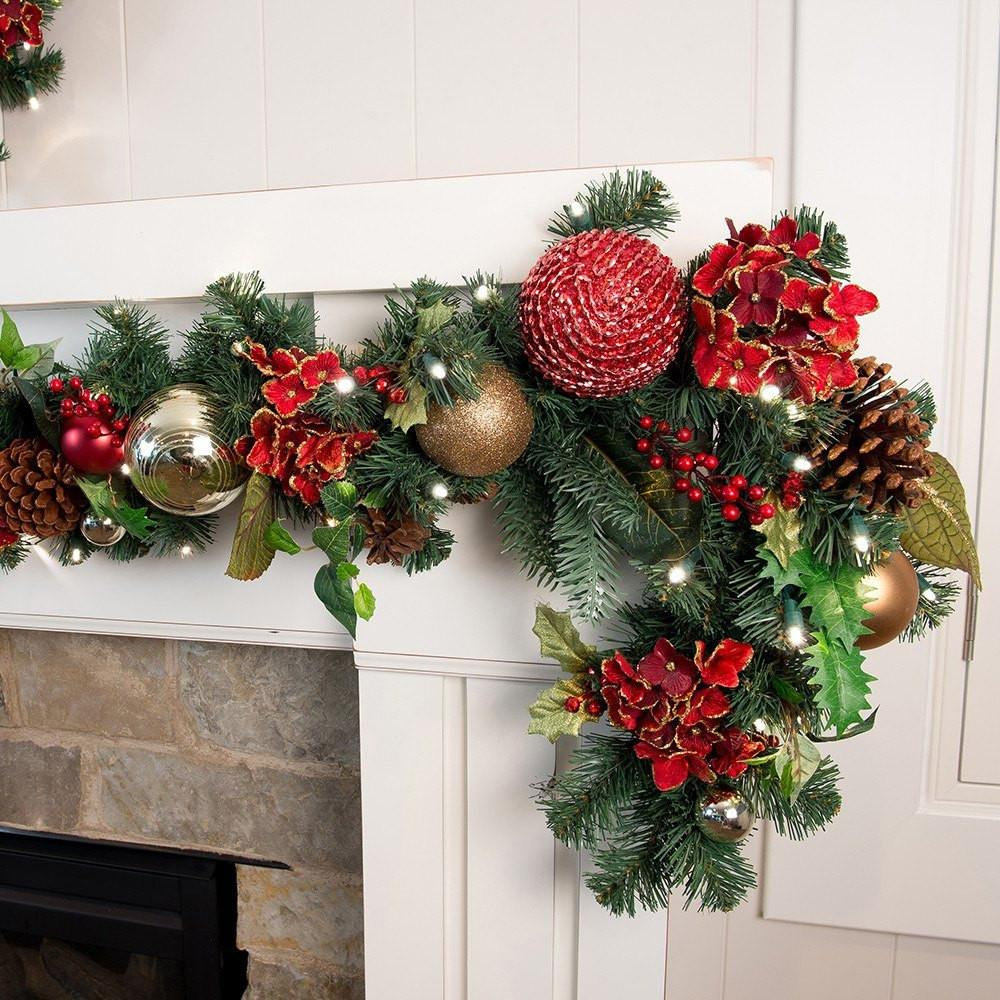 108" Pre-Lit Hydrangea Christmas Garland