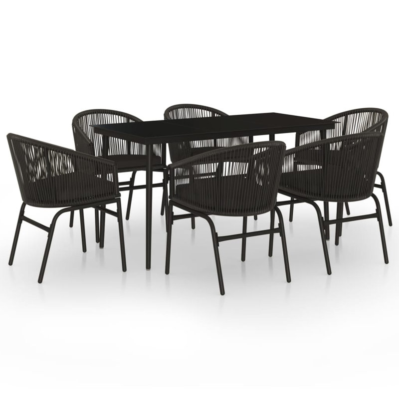 Jalei Rectangular 6 - Person 55.1" Long Dining Set, Black