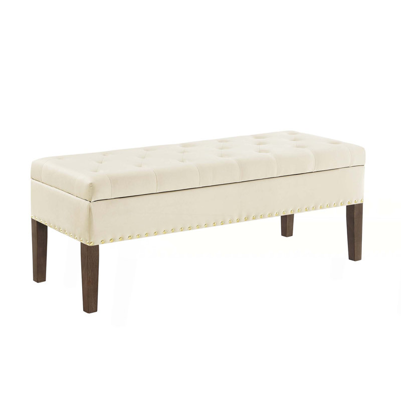 Tufted Bench With Storage, Cream