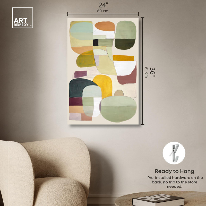 «Aliason Canvas Midcentury», art mural abstrait par Art Remedy, Toile tendue, H 36 po x l 24 po
