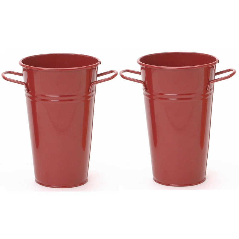 Pot de fleurs en acier galvanisé, Rouge, H 12 po x l 7 po x P 7 po