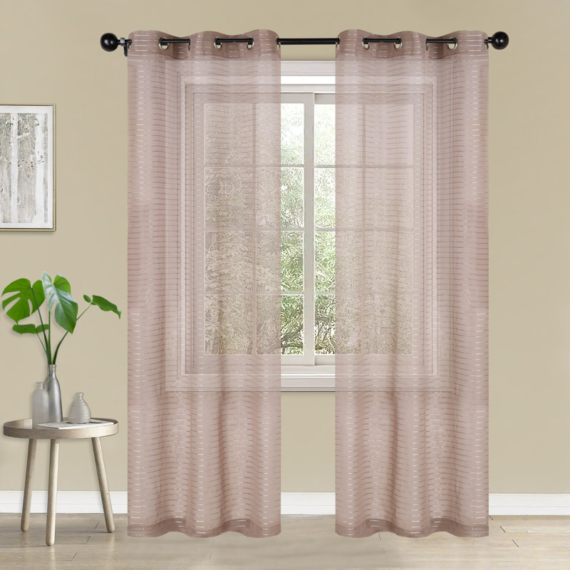 Sheer Curtains, Taupe, 26" W x 63" L