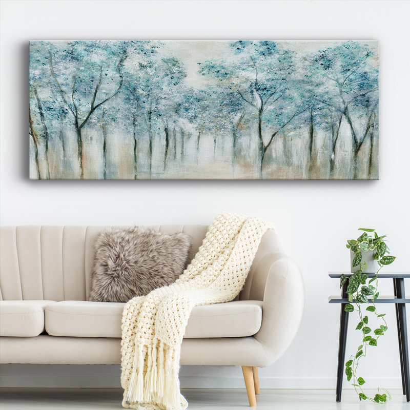Printemps bleu sur toile, H 12 po x l 30 po x P 1,5 po