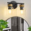 Éclairage de meuble-lavabo noir mat Aiswarya avec abat-jour en verre transparent-1503313932
