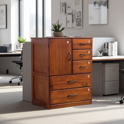 Modern Rectangular Solid Wood Filing Cabinet with Lock by Lark Manor
