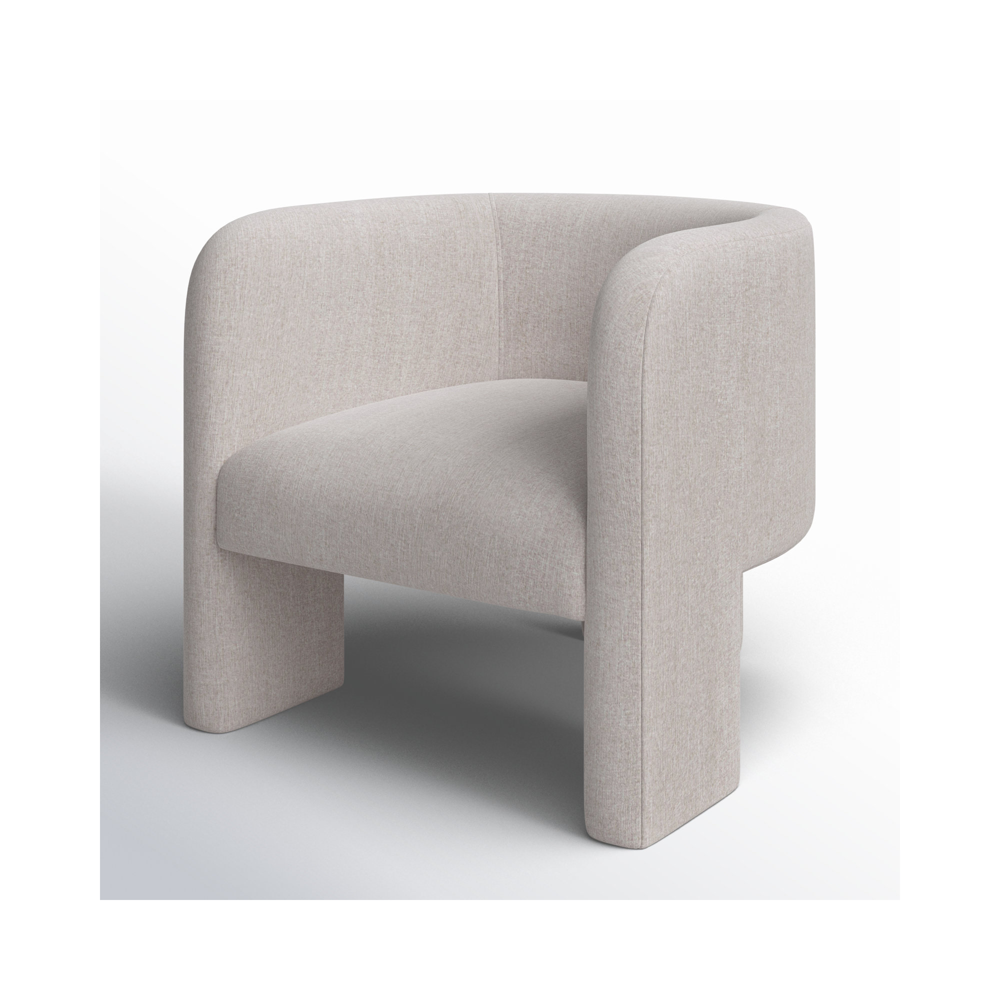 Ellum Upholstered Barrel Chair, Light Gray Linen