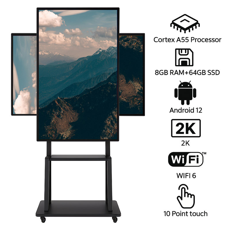 JYXCN Smart Board 49 "4K UHD, calendrier à écran tactile interactif, double système d'exploitation et tableau blanc interactif sans fil pour salle de classe, bureau et publicité