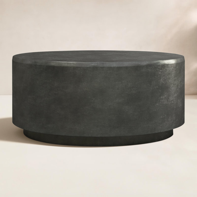 Javi Outdoor Round Coffee Table, Matte Black, Matte Black