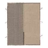 Rug & Kilim’S Accent Kilim, Square Rug In Textural Cream And Gray Stripes