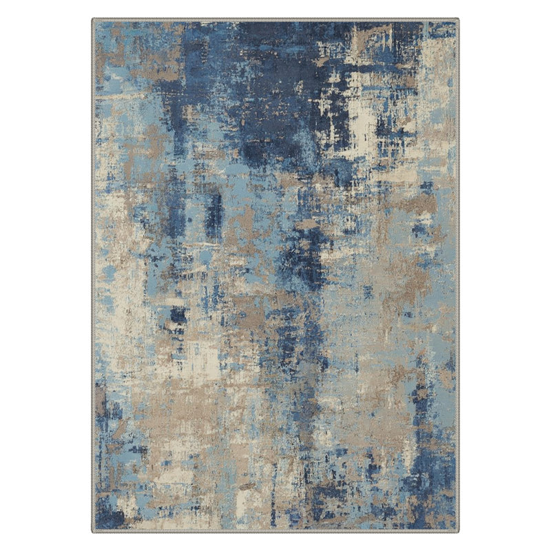 Tapis d'intérieur gris / bleu Aura, Rectangulaire 8 pi x 10 pi