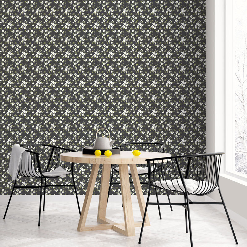 Basso 10m x 53cm Matte Wallpaper Roll, Black/Cream