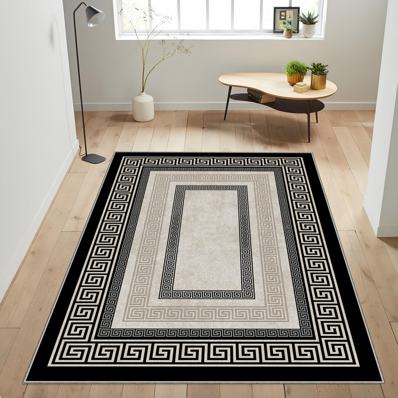 Premium Woven Carpet, 4 ft x 6 ft, 100% Polyester, 740 g/m² | Non-Slip Felt Dot Underside, Machine Washable at 86°F, Low Pile Height: 0.2 in | Digital Print Design, Easy to Clean & Maintain, Ideal for Living Room & Office