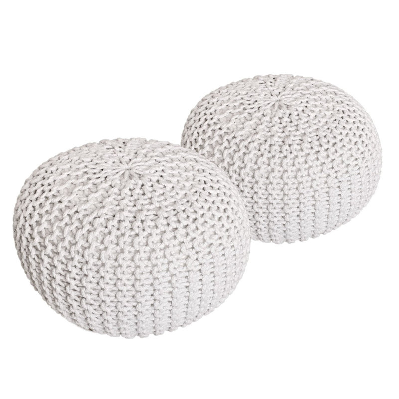 Iyana 55cm Wide Pouf Ottoman, Grey/Yellow