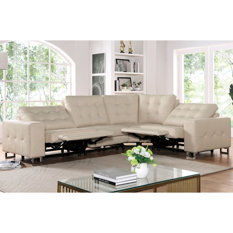 Canapé modulaire réversible en faux cuir Bruun de 124,25 po de largeur