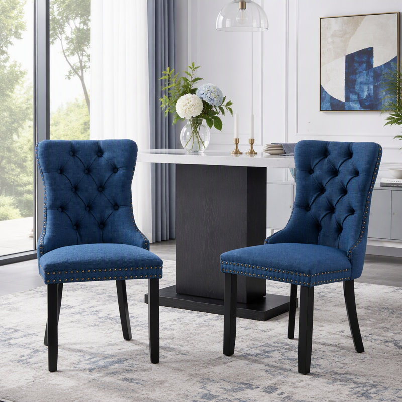 Chaise en lin, Bleu