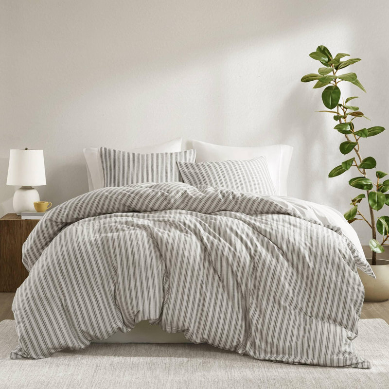 Ensemble de housse de couette en lin, coton et rayonne 3 pièces, Housse de couette pour très grand lit et 2 taies 