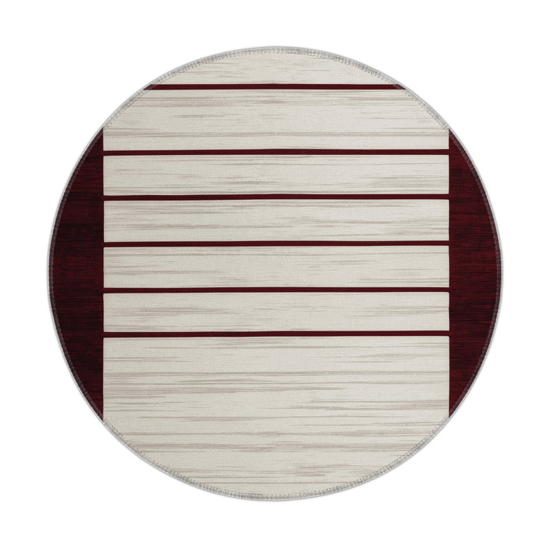 Tapis intérieur / extérieur gris HorizontalStripes, Rond 5 pi