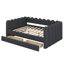 Lit de jour avec tiroirs de rangement, structure de lit de jour, lit plateforme tapissier avec support en lattes de bois-133408601