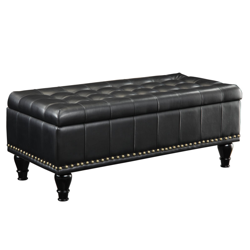 Jonson Faux Leather Ottoman, Black