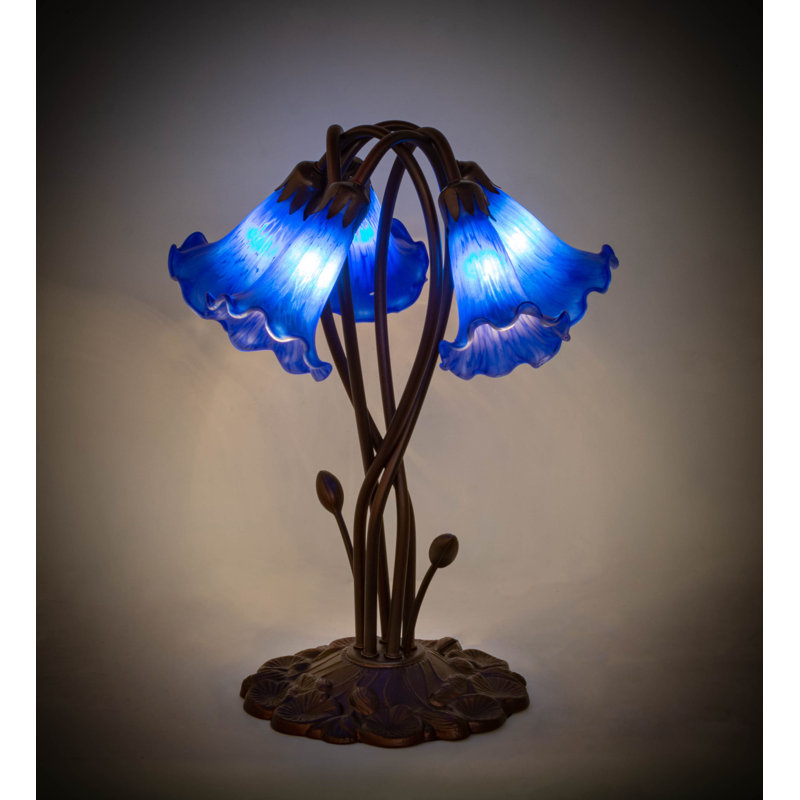 Tiffany Table Lamp, Rocker, Blue