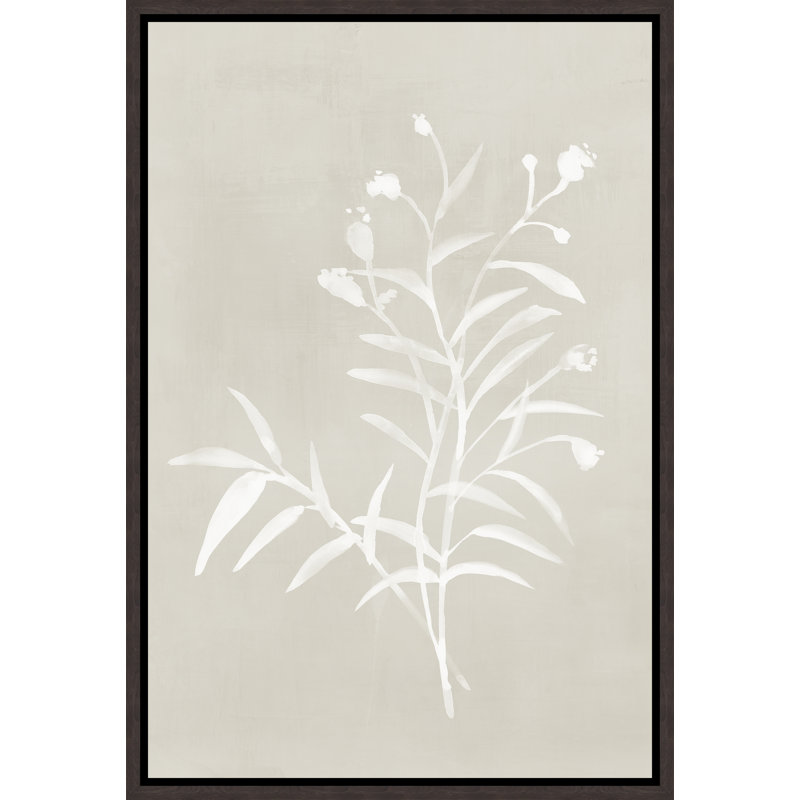 «Neutral Botanical II» par Guseul Park - peinture sur toile à cadre flottant, H 46,75 po x l 31,75 po, Couche de verre