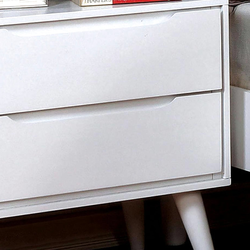 Table de chevet moderne blanche Mid-Century 2, Blanc