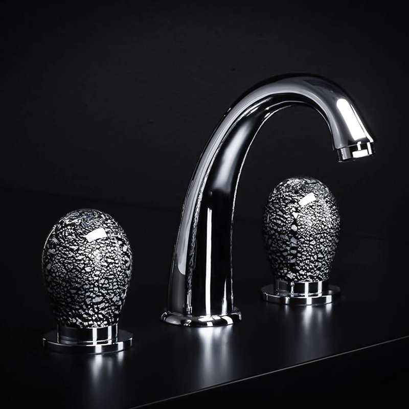 Murano Widespread Bathroom Faucet, Black/Silver