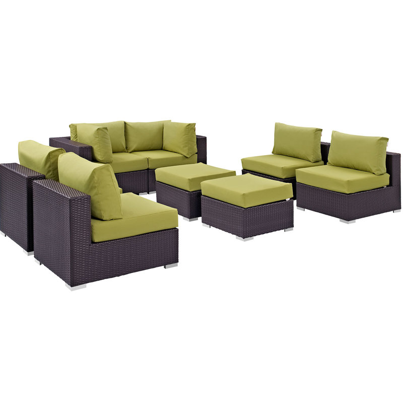Convene 8 - Person Patio Conversation Set with Cushions, Espresso Peridot