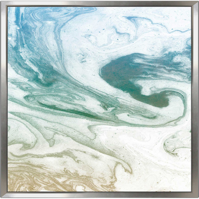 « deep vagues », reproduction de peinture à l’acrylique sur toile, H 21,5 po x l 21,5 po x P 2 po, Cadre flottant argent