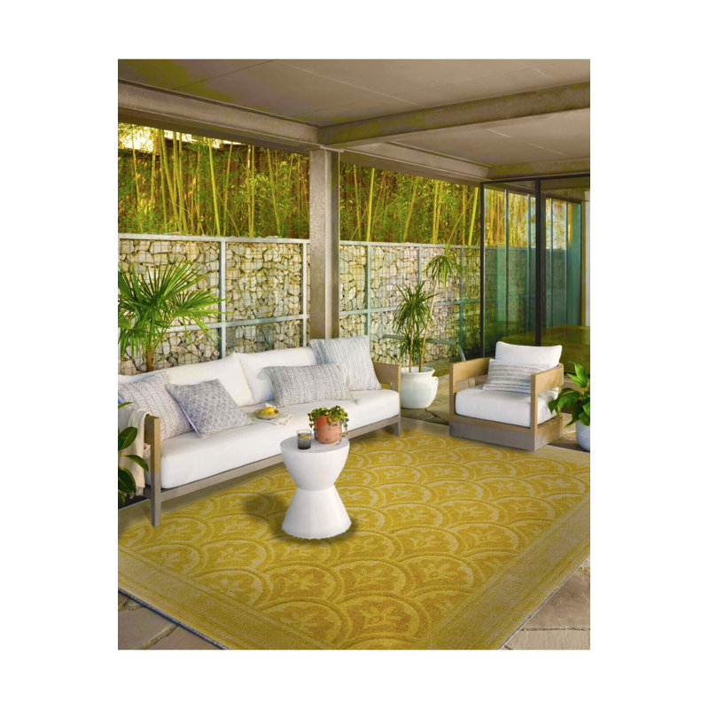 Tapis jaune lavable à motif tissé Siesta, Tapis de couloir 3 pi 3 po x 6 pi 7 po inclus
