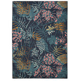 Kivett Navy Floral Indoor Outdoor Machine Washable Area Rug