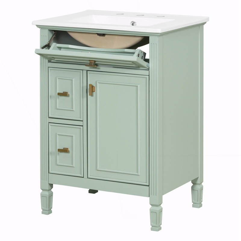 Meuble-lavabo de 24 po avec lavabo, Vert