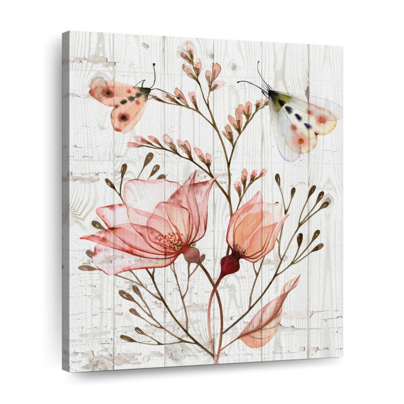 Corail floral - impression sur toile tendue, H 10 po x l 8 po x P 1 po