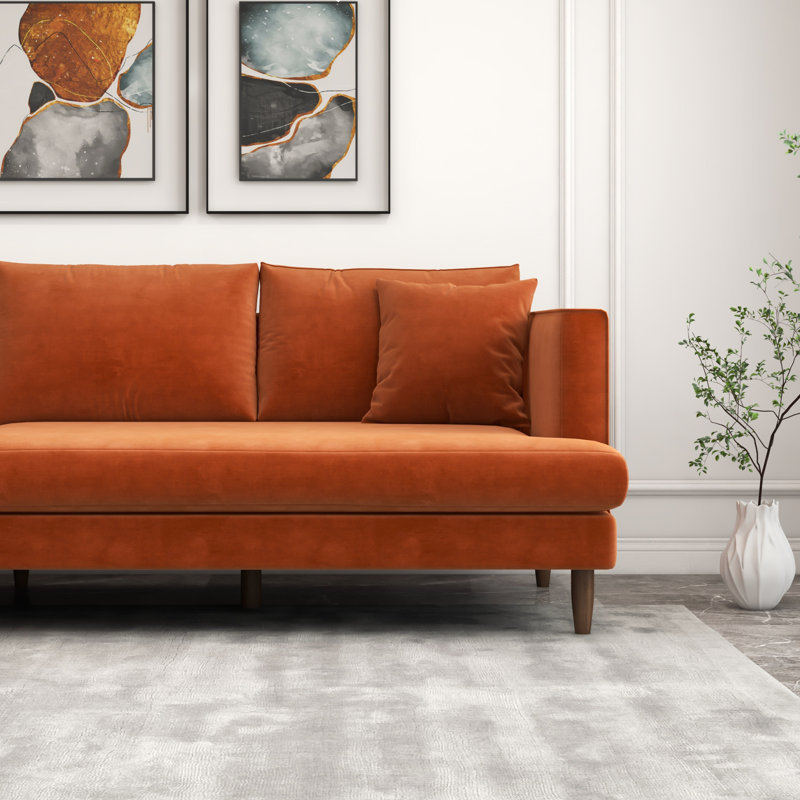 Amarpal 107" Wide Velvet Sofa & Chaise, Left Hand Facing