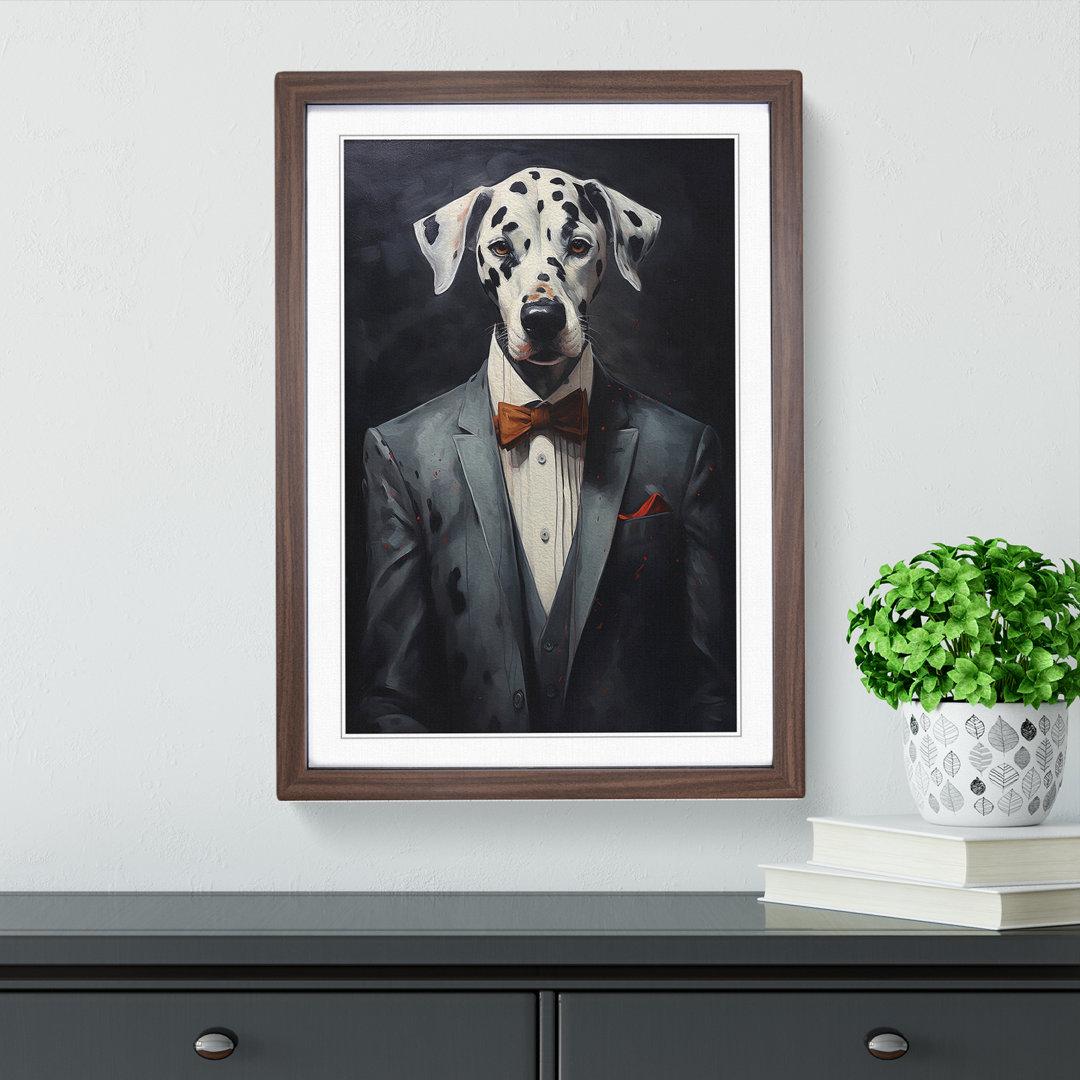 Dalmation In A Suit No.5 - Single Picture Frame Print on Wood