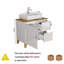 Meuble-lavabo moderne de 80 cm avec lavabo intégré, 1 porte et 2 grands tiroirs, système de fermeture amortie, design sans poignées, plateau et pieds en bois massif naturel, lavabo rond en céramique sur le comptoir, blanc lustré-837923037