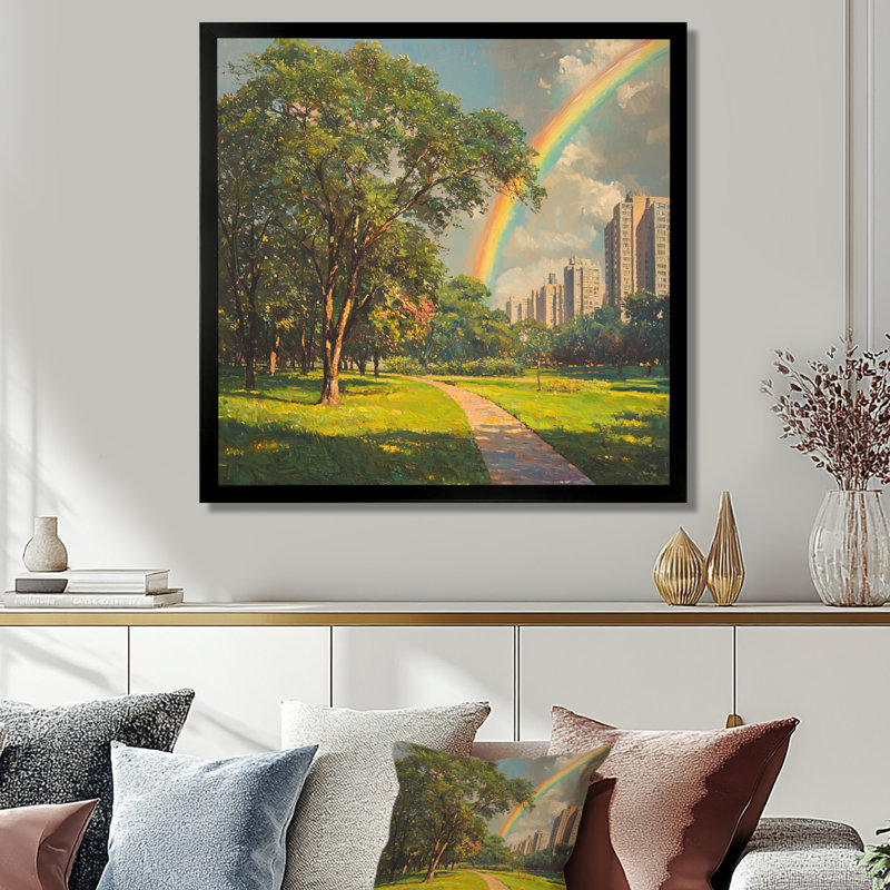 Arc-en-ciel à  Central Park II - Grand arc-en-ciel, fresque murale, Reproduction encadrée d'une seule photo