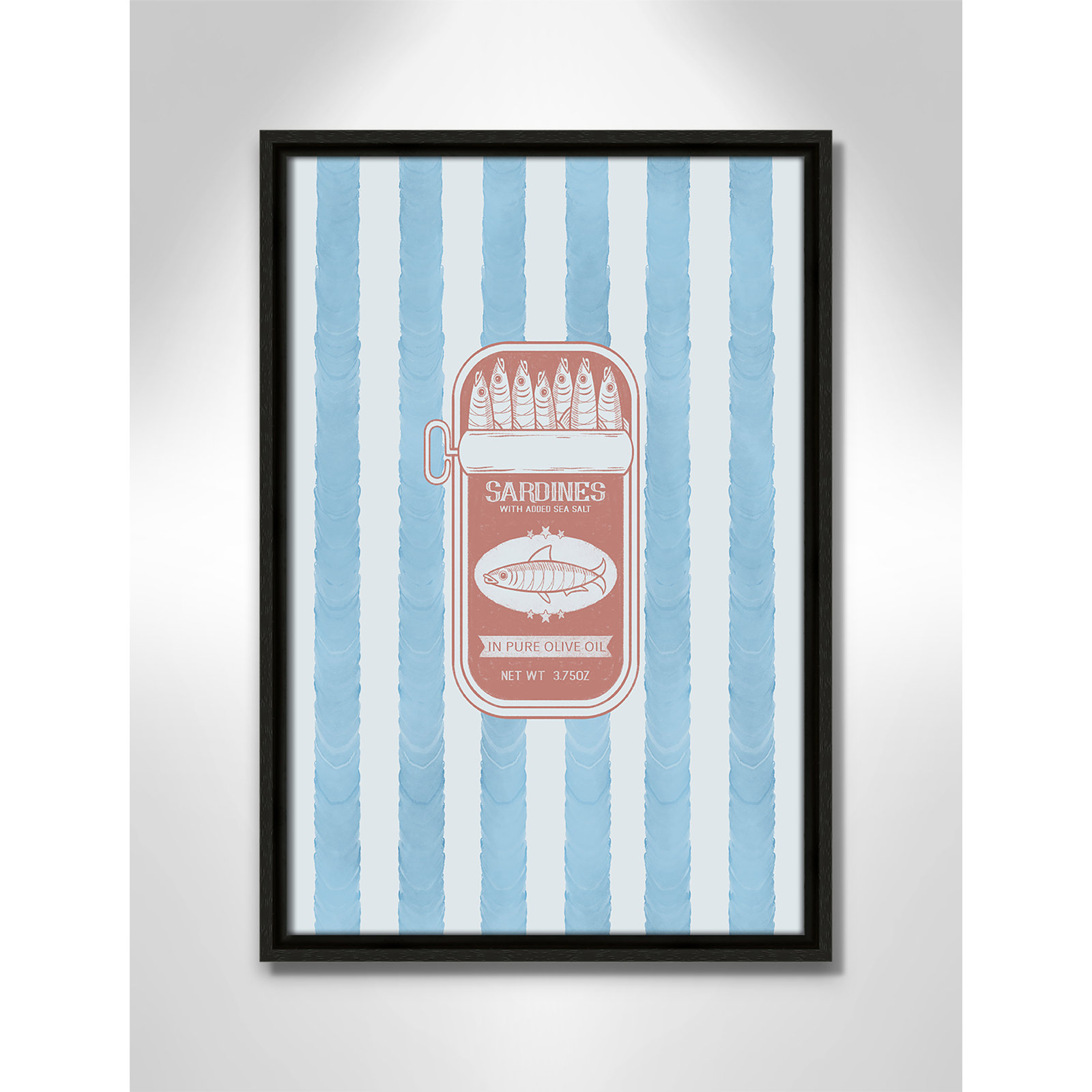 Salty Sardines Print by Marcus Prime, 13.5'' W x 19.5'' H, Espresso Floater