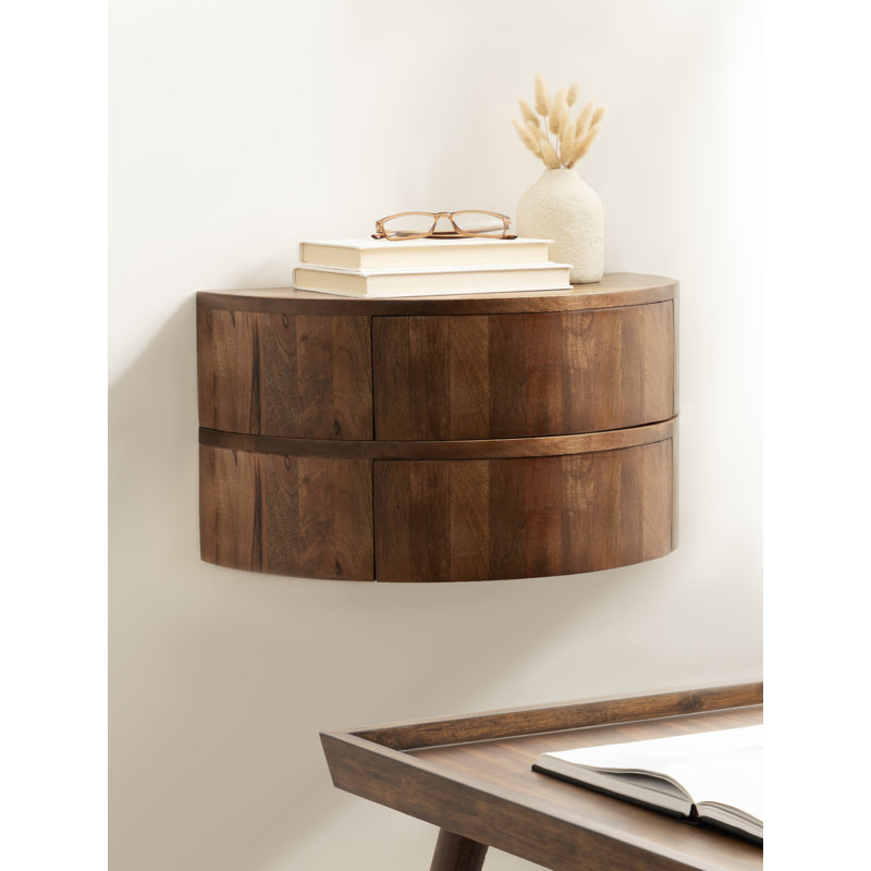 Lought Solid Wood End Table, Dark Brown Wood