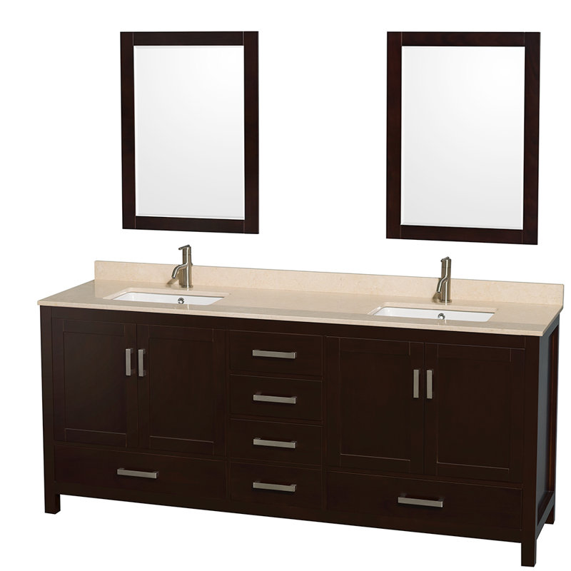 Sheffield 79" Double Bathroom Vanity Base Only, Espresso