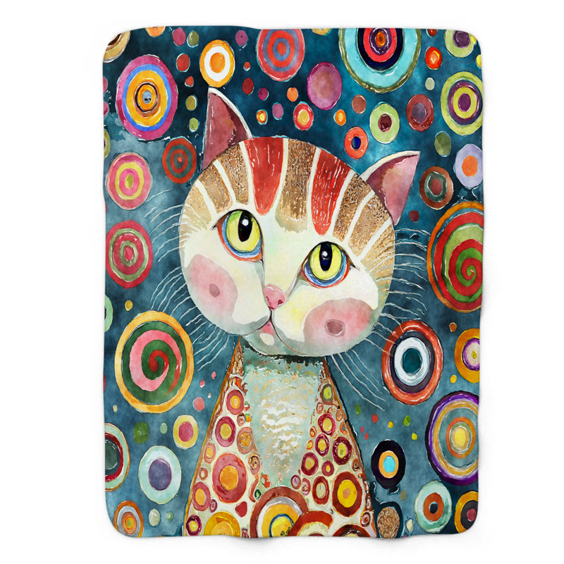 Vibrant Cat - 1 pièce Sherpa Premium, Grand lit